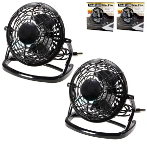 2 Small Personal USB Desk Fan Speed Portable Desktop Cooling Air Car Home Office