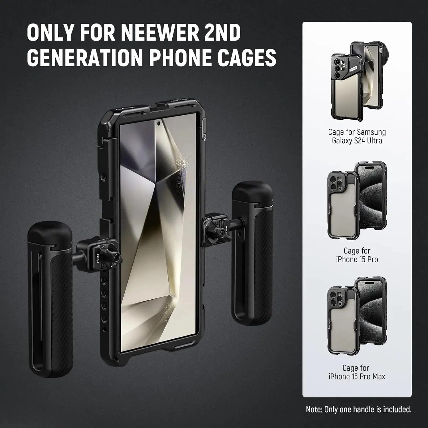 2nd Gen Phone Cage Side Handle for Iphone 15 Pro Max/15 Pro & Samsung S24 Ultra Quick Release Pa042/pa043/pa044