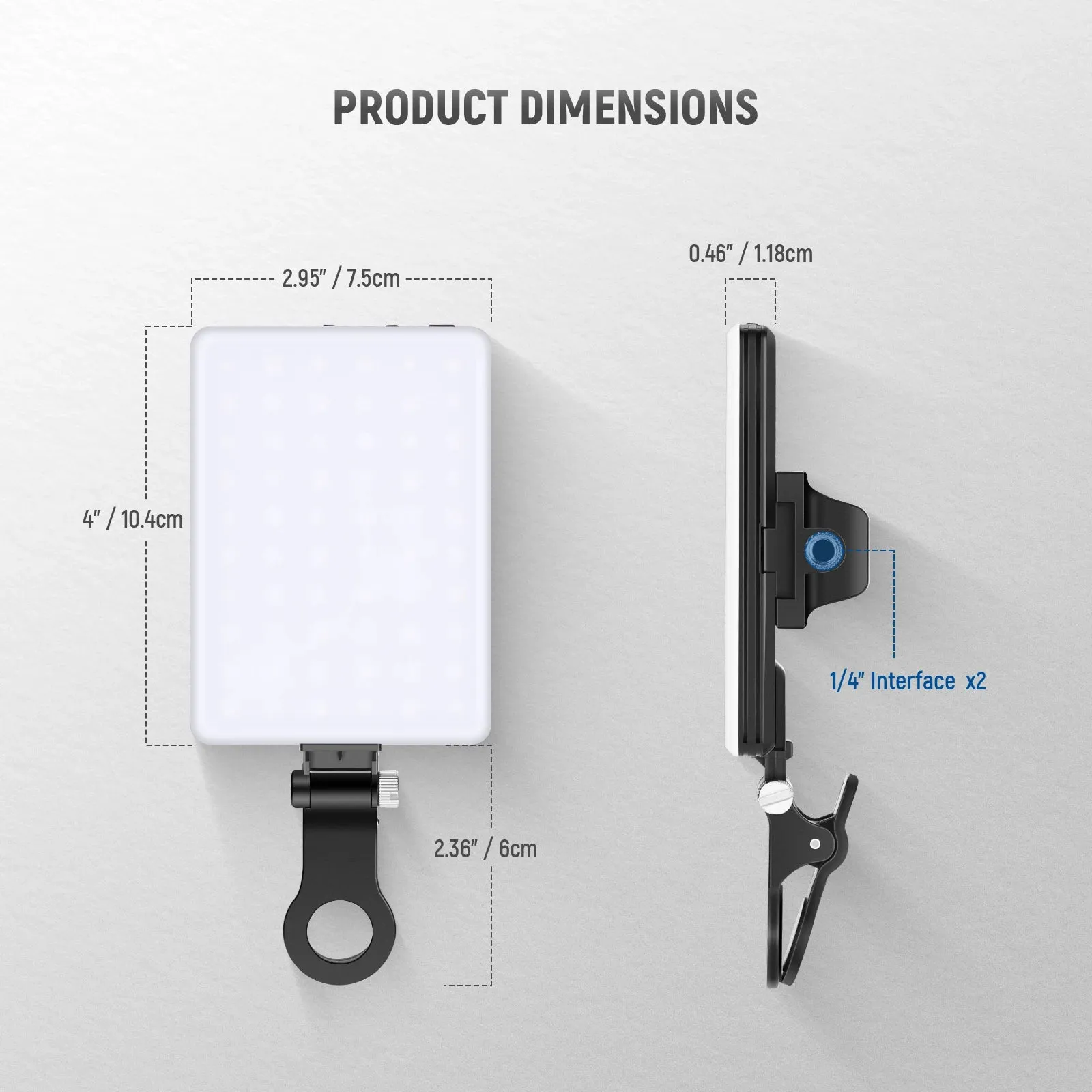 2pcs Selfie Lights with Front & Back Phone Clip 60 Led High Power 95 Cri Video Light 2000mah Rechargeable