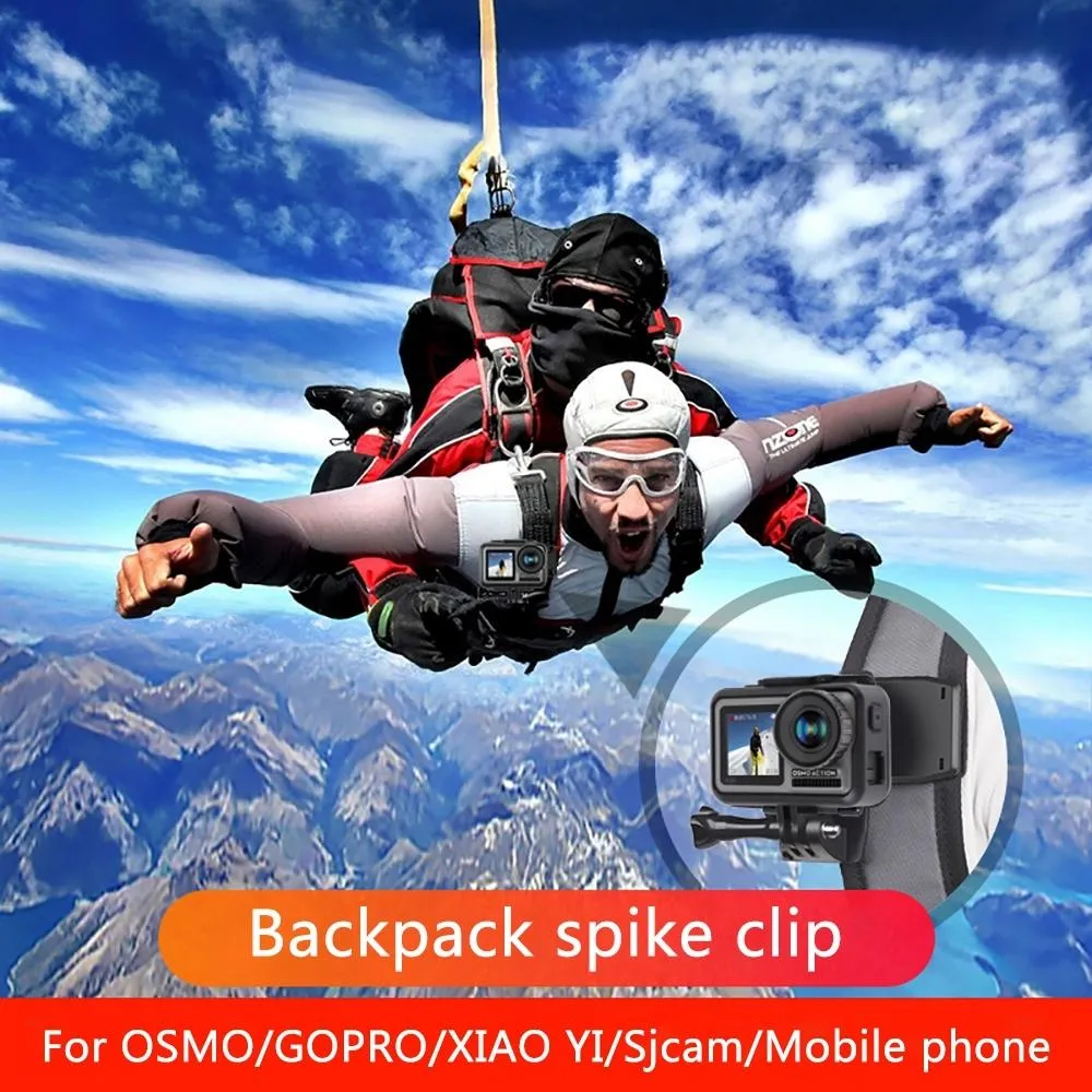 360 Degree Backpack Mount for Gopro Dji and Other Action Cameras - Rotating Clip Clamp