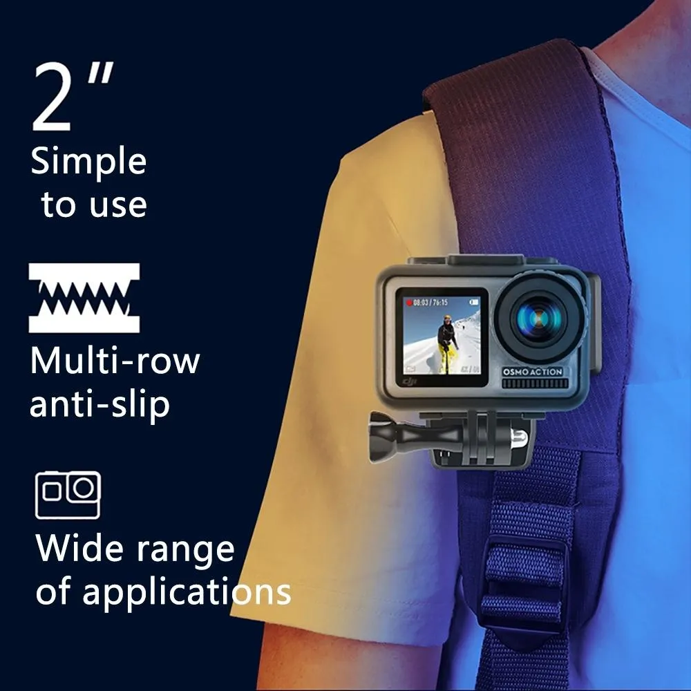 360 Degree Backpack Mount for Gopro Dji and Other Action Cameras - Rotating Clip Clamp