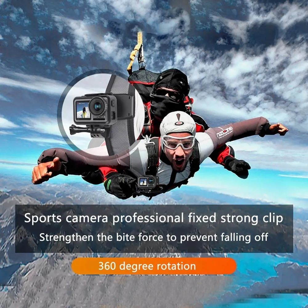360 Degree Backpack Mount for Gopro Dji and Other Action Cameras - Rotating Clip Clamp
