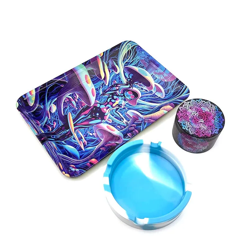 3Pcs Rolling Tray/W Metal **SMOKING DEVICES**