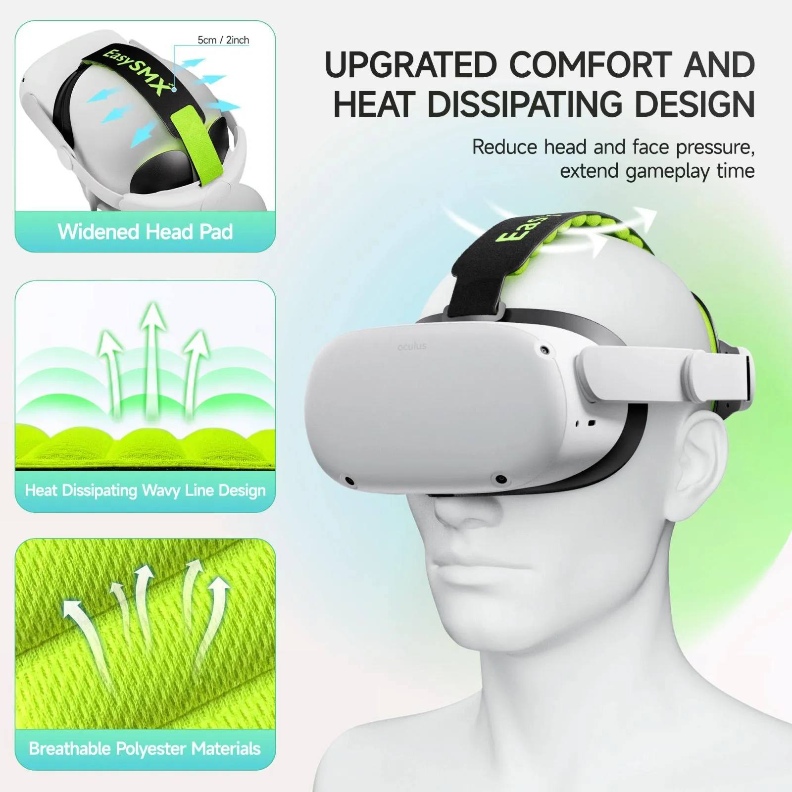 Adaptive Head Strap for Meta Quest 2 Vr with Adjustable Pads