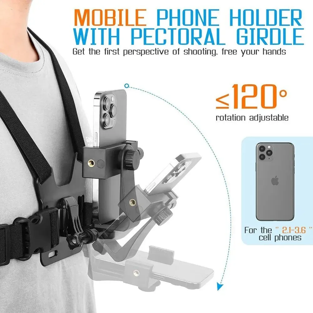 Adjustable Phone Clip with Chest Strap for Sport Camera