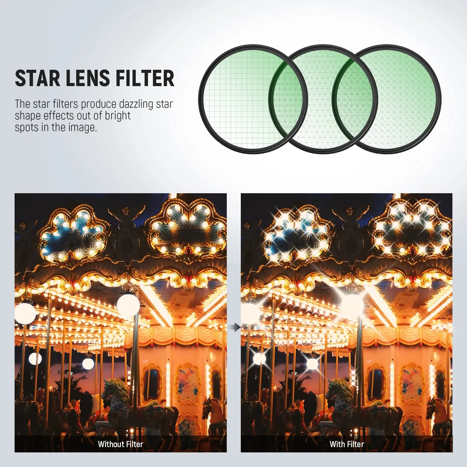 Adjustable Star Filters 3pcs (4 6 8 Points) Ultra Slim Aluminum Frame