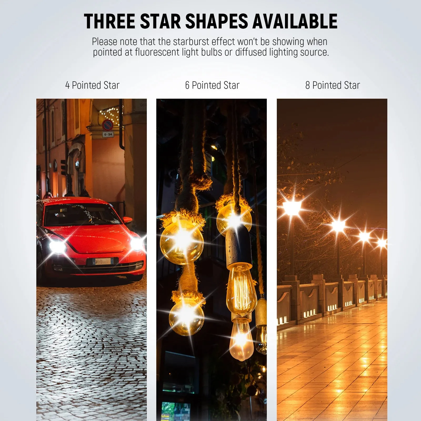 Adjustable Star Filters 3pcs (4 6 8 Points) Ultra Slim Aluminum Frame