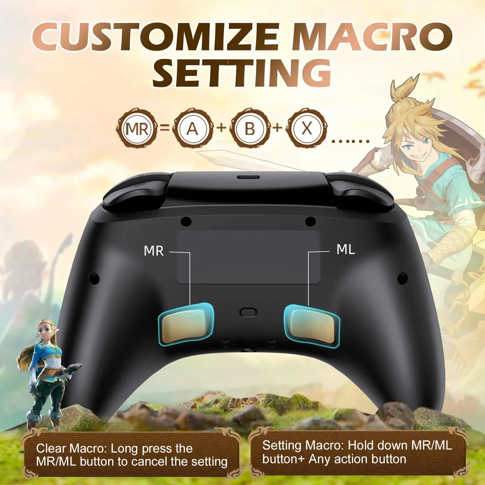 Ares Wireless Pro Controller with Headset Jack Rgb Light Compatible Nintendo Switch Steam