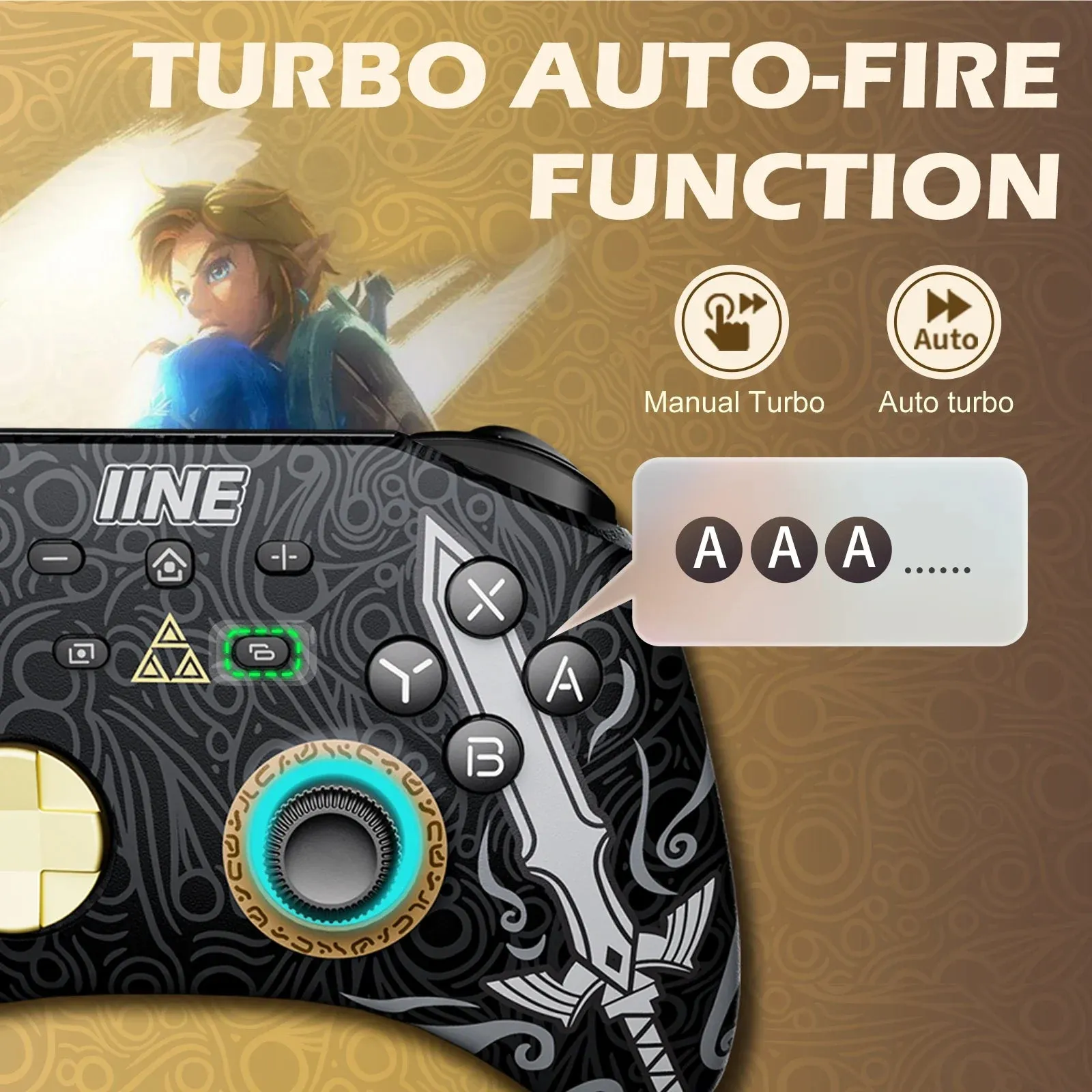 Ares Wireless Pro Controller with Headset Jack Rgb Light Compatible Nintendo Switch Steam