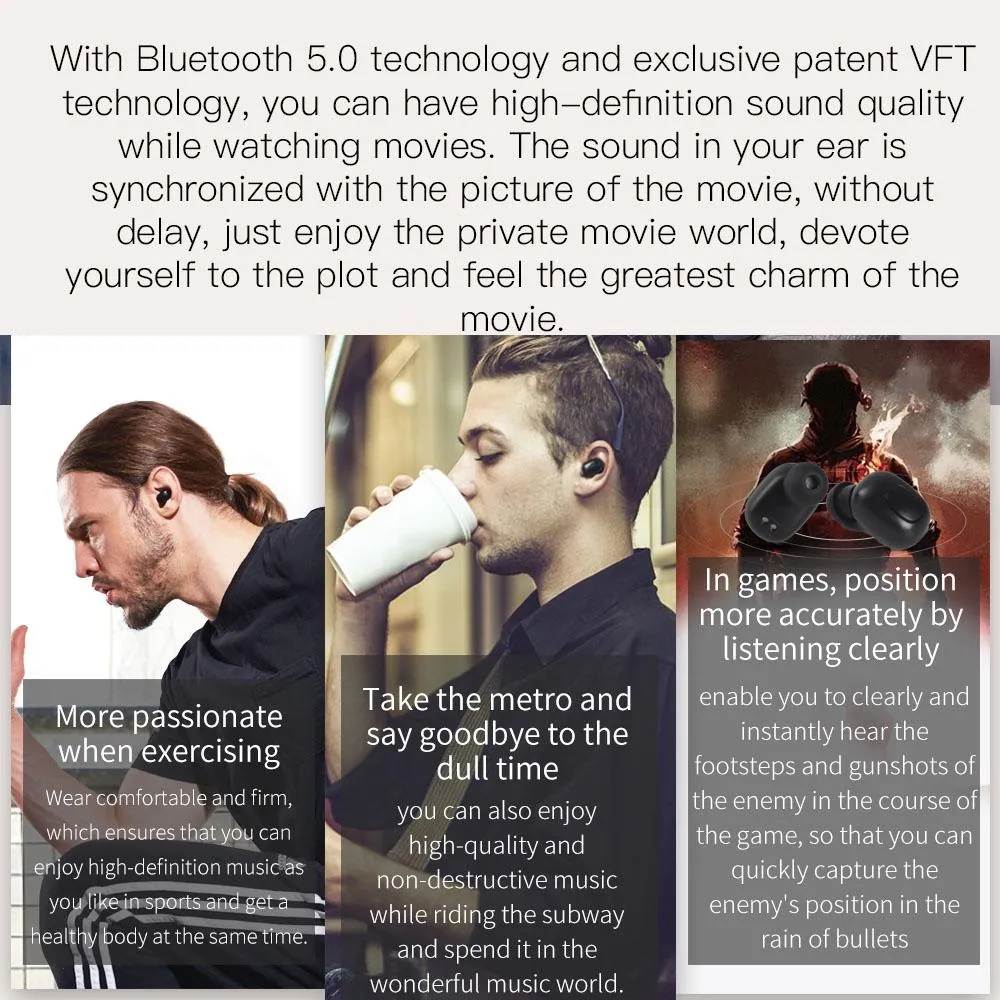 Bluetooth 5.0 Wireless Earbuds with Charging Case