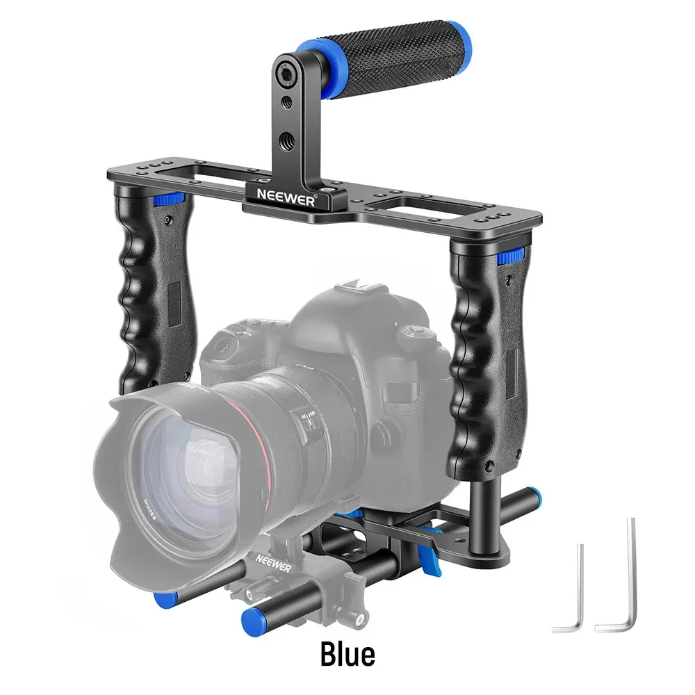 Camera Video Cage Kit with Top Handle & Dual Hand Grip for Dslr Cameras