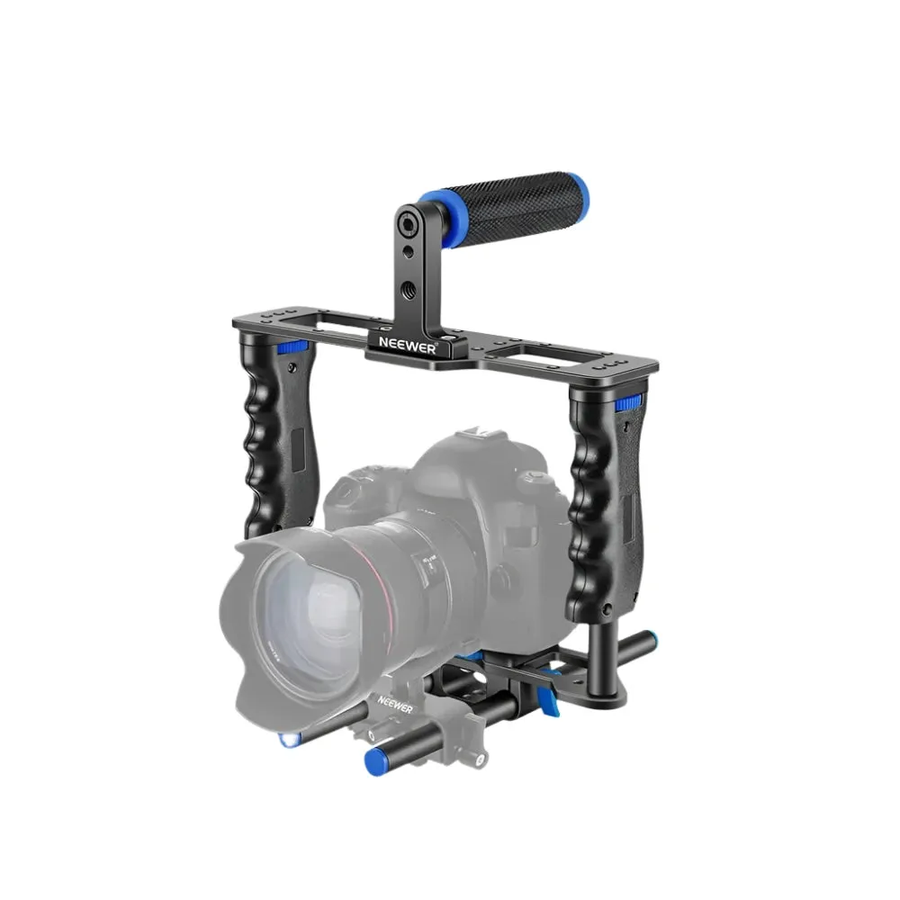 Camera Video Cage Kit with Top Handle & Dual Hand Grip for Dslr Cameras