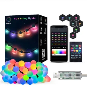 Christmas Light Smart Bluetooth Led Fairy Ball Festoon Lamp Indoor Outdoor Decoration for Home Party Garden Navidad