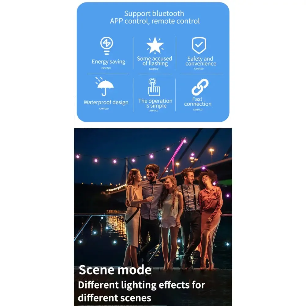 Christmas Light Smart Bluetooth Led Fairy Ball Festoon Lamp Indoor Outdoor Decoration for Home Party Garden Navidad