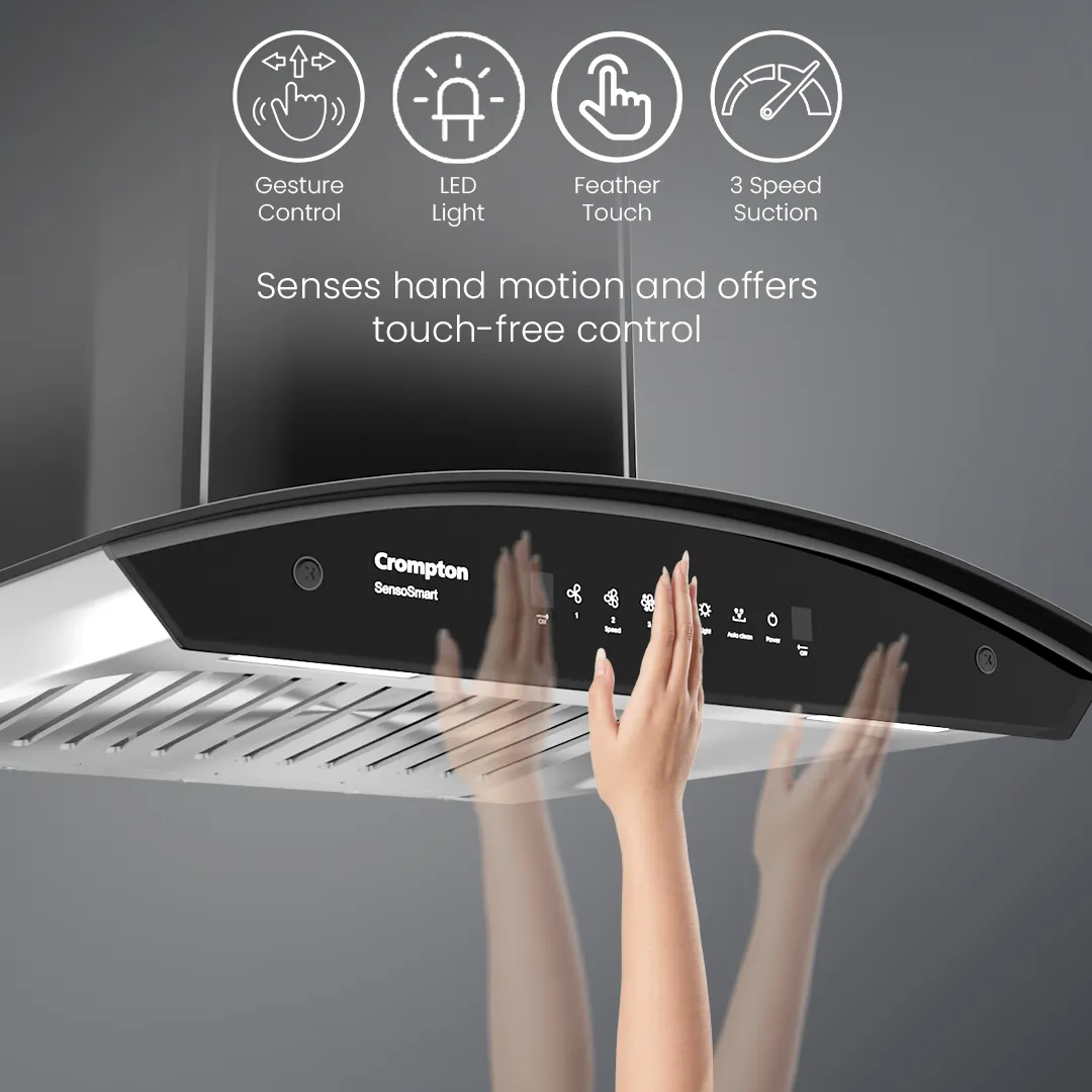 Crompton SensoSmart Curved 60cm Baffle Filter Chimney