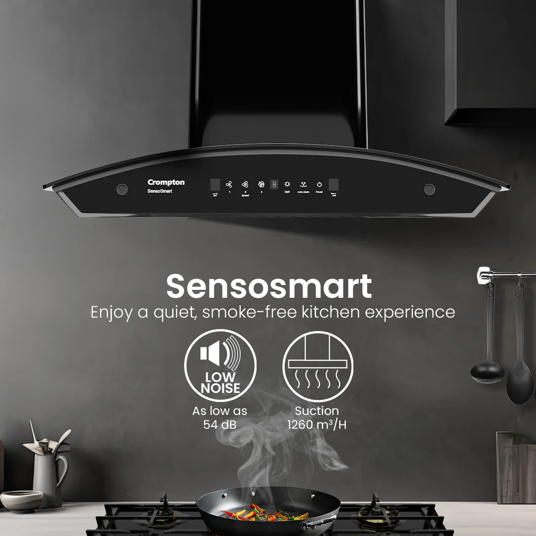 Crompton SensoSmart Curved 60cm Baffle Filter Chimney