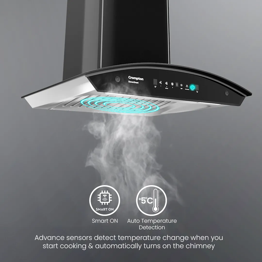 Crompton SensoSmart Curved 60cm Baffle Filter Chimney