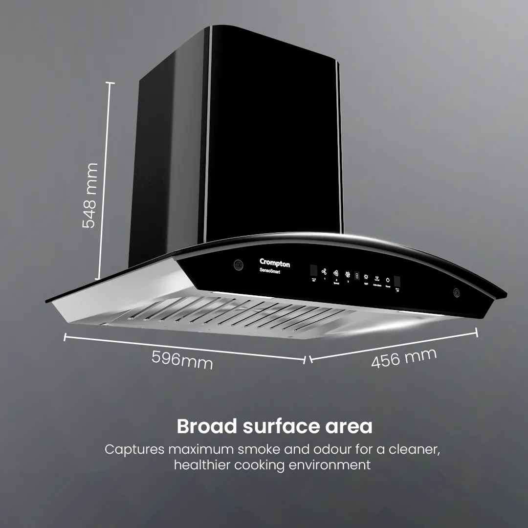 Crompton SensoSmart Curved 60cm Baffle Filter Chimney