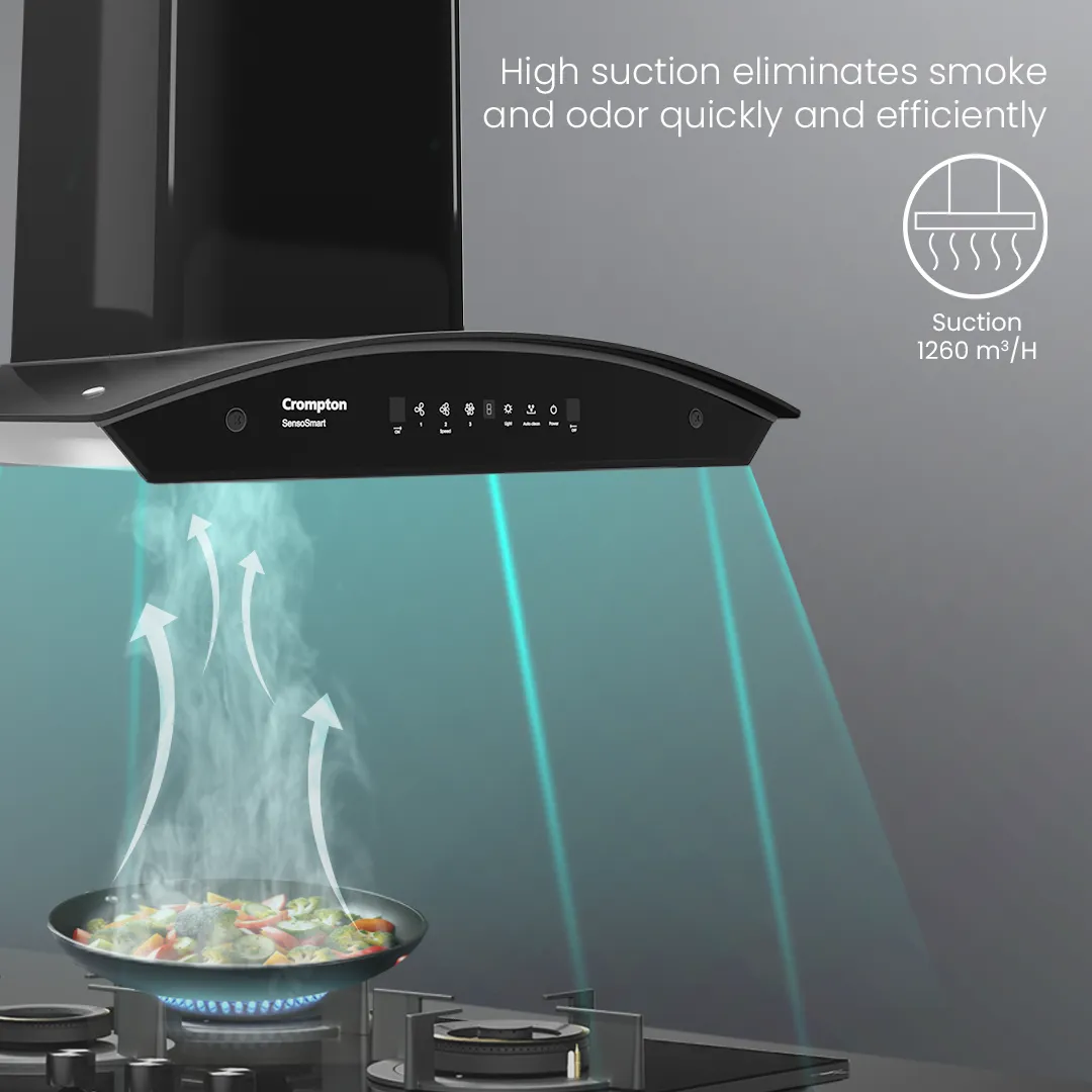 Crompton SensoSmart Curved 60cm Baffle Filter Chimney