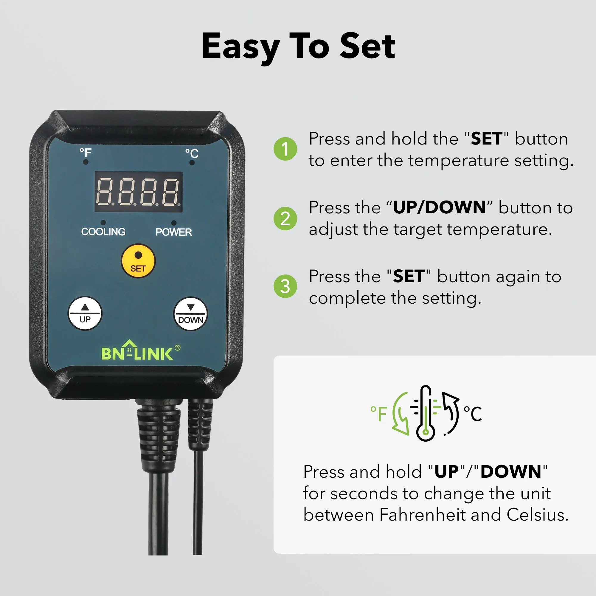 Digital Cooling Thermostat Controller 40-108°F BN-LINK