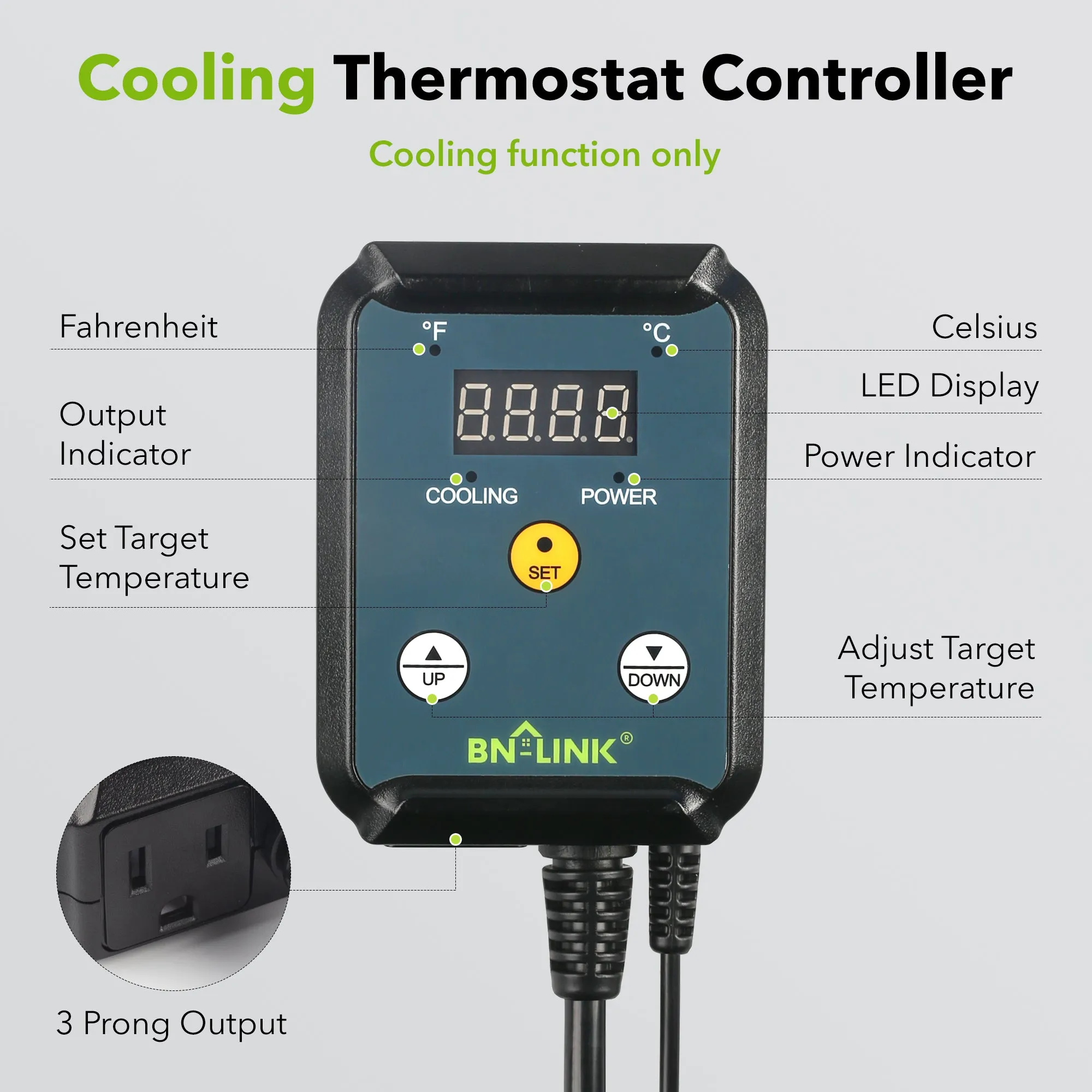 Digital Cooling Thermostat Controller 40-108°F BN-LINK