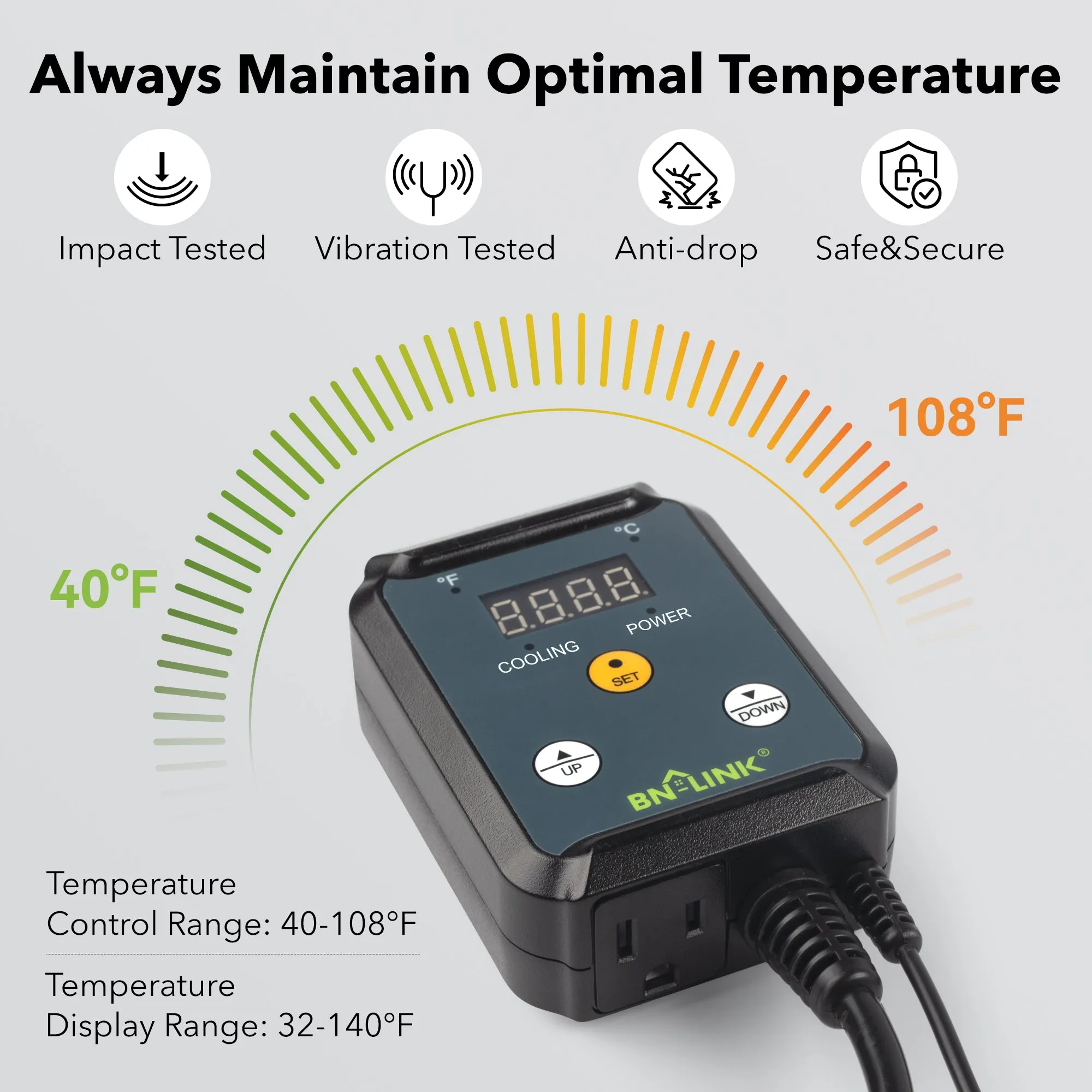 Digital Cooling Thermostat Controller 40-108°F BN-LINK