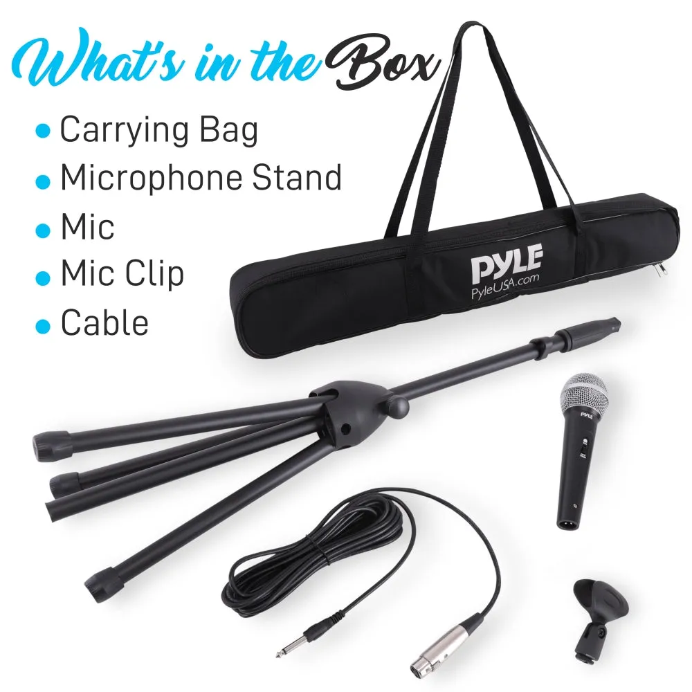 Dynamic Microphone Kit - Pro Mic Kit With Microphone Stand, Carrying Bag, And Cable