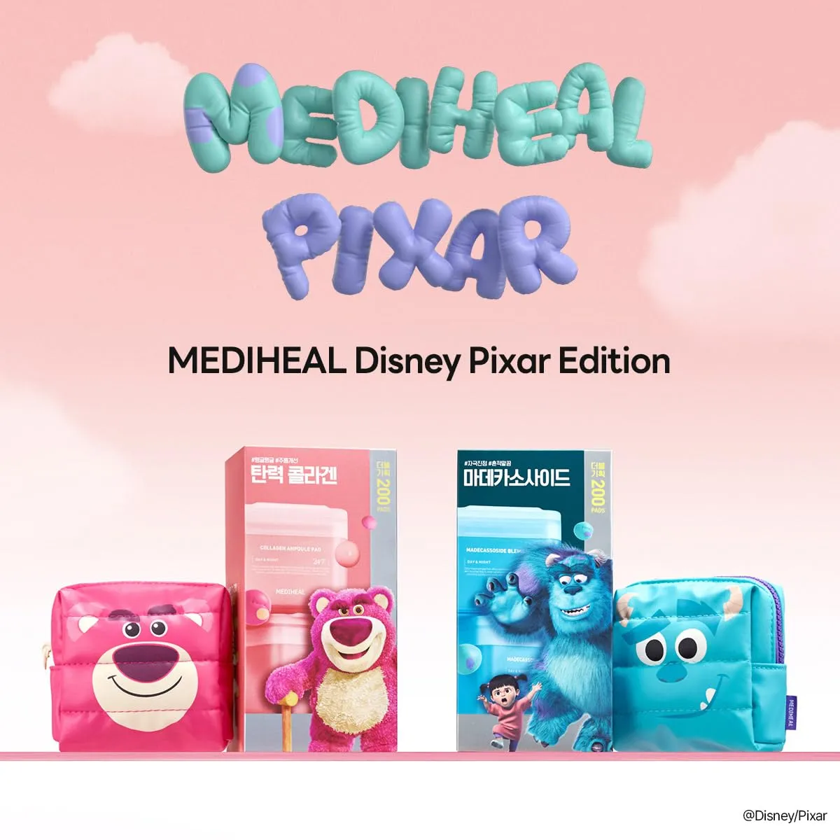 MEDIHEAL Madecassoside Toner Pads [Disney Pixar Edition]-Centella Asiatica to Improve Uneven Skin Tone - Vegan Face Gauze, Full size 100   Refill 100 (Madecassoside, 200 pads)