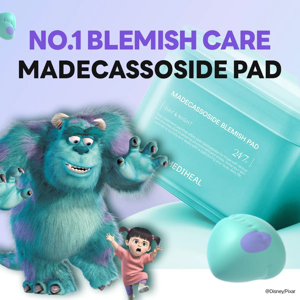 MEDIHEAL Madecassoside Toner Pads [Disney Pixar Edition]-Centella Asiatica to Improve Uneven Skin Tone - Vegan Face Gauze, Full size 100   Refill 100 (Madecassoside, 200 pads)