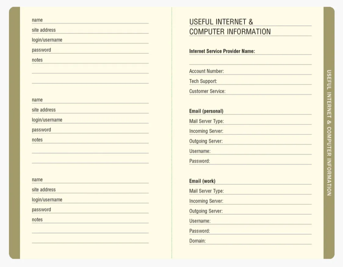 Midnight Floral Internet Address & Password Logbook