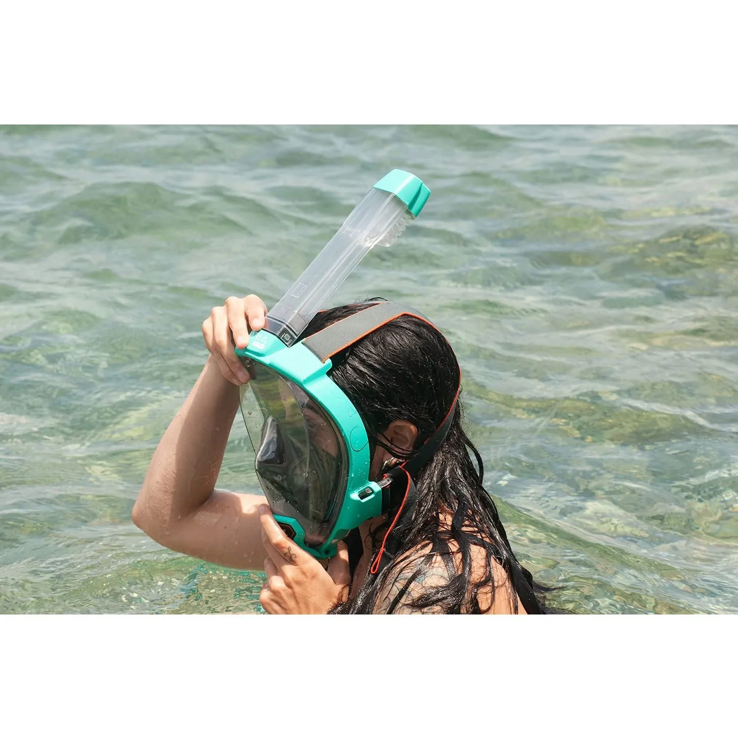 Open Box Ocean Reef ARIA QR  Full Face Snorkeling Mask - Teal - Small/Medium