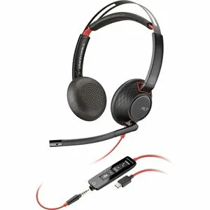 Poly Blackwire 5220 Stereo USB-C Headset   3.5mm Plug   USB-C/A Adapter