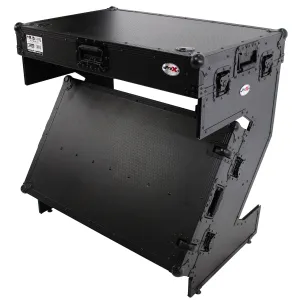ProX XS-ZTABLEBL JR DJ Z-Table® Junior Workstation | Portable Compact Flight Case Table | W/Handles & Wheels | Black on Black