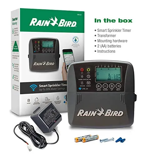 Rain Bird ST8I-2.0 Smart Indoor WiFi Sprinkler/Irrigation System Timer/Controller, WaterSense Certified, 8-Zone/Station, Compatible with Amazon Alexa