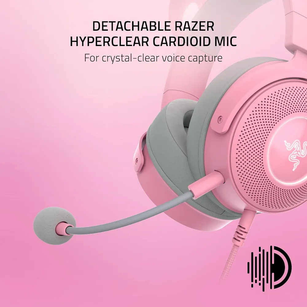 Razer Kraken Kitty V2 Pro - Wired Rgb Headset With Interchangeable Ears - Quartz Edition - Frml Packaging