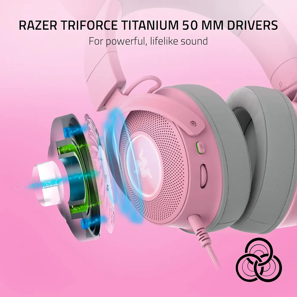Razer Kraken Kitty V2 Pro - Wired Rgb Headset With Interchangeable Ears - Quartz Edition - Frml Packaging