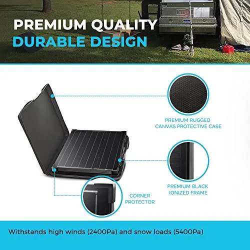 Renogy 100 Watt 12 Volt Portable Solar Panel with Waterproof 20A Charger Controller Foldable 100W Solar Suitcase with Adjustable Kickstand for Power Station, 100W Panel-20A Controller, Black