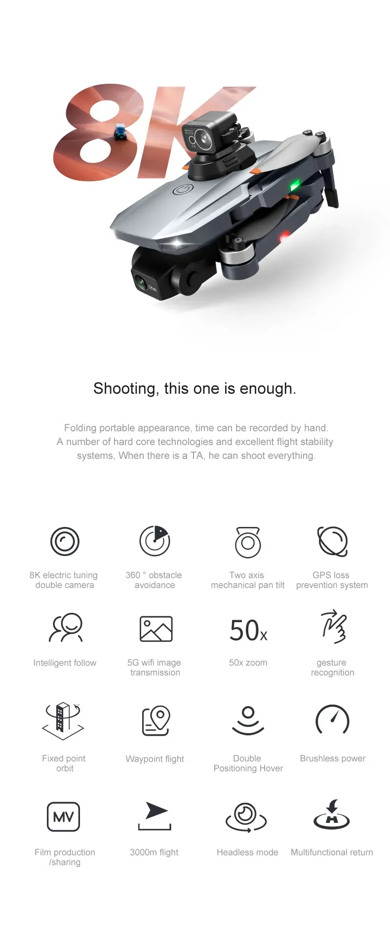 RG101 Pro 4K Drone | 2-Axis Gimbal