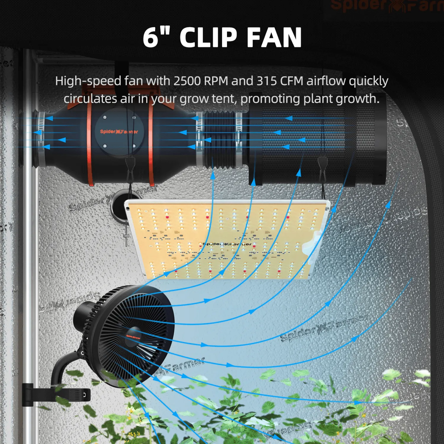 Spider Farmer SF1000D LED Grow Light   2' x 2' Grow Tent   Inline Fan Combo with Speed Controller