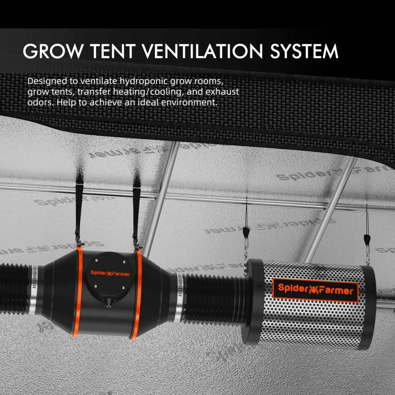 Spider Farmer SF2000 LED Grow Light   2' x 4' Grow Tent   Inline Fan Combo with Temperature and Humidity Controller
