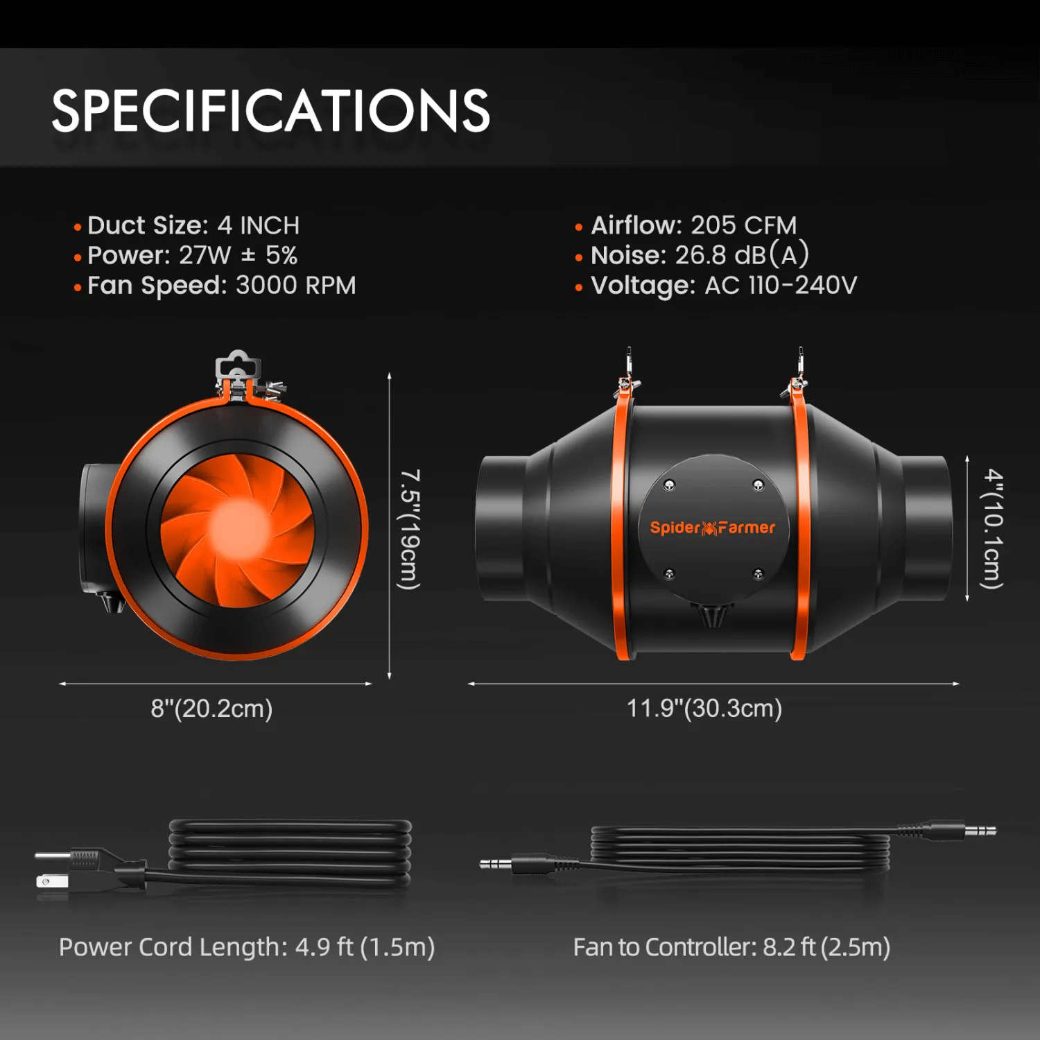 Spider Farmer SF2000 LED Grow Light   2' x 4' Grow Tent   Inline Fan Combo with Temperature and Humidity Controller
