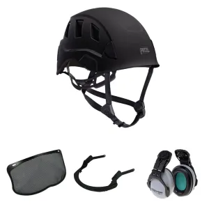 Strato Vent Chainsaw Helmet Mesh Visor & Ear Defenders Black