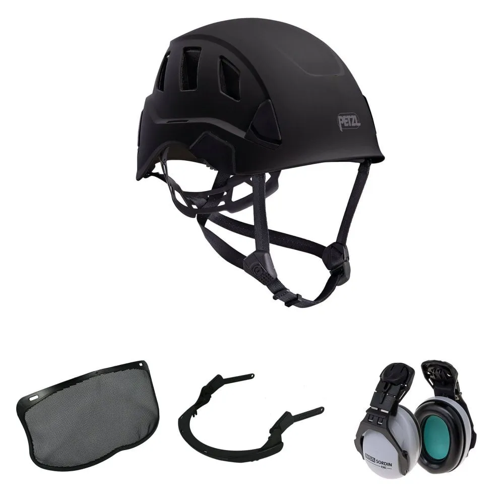 Strato Vent Chainsaw Helmet Mesh Visor & Ear Defenders Black