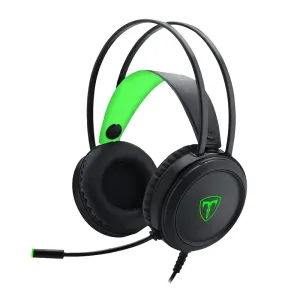 T-Dagger Ural Green Lighting|210Cm Cable|3.5Mm Usb|Uni-Directional Luminous Gooseneck Mic|50Mm Bass Driver|Stereo Gaming Headset - Black/Green