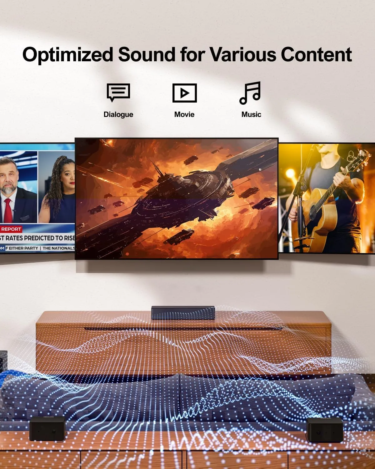 ULTIMEA 5.1 Surround Sound System for TV, Virtual Surround Sound Bar for Smart TV, APP Control, Home Theater Surround Speakers and Subwoofer Adjustable, Peak Power 320W, Poseidon D50 (2025 New Model)
