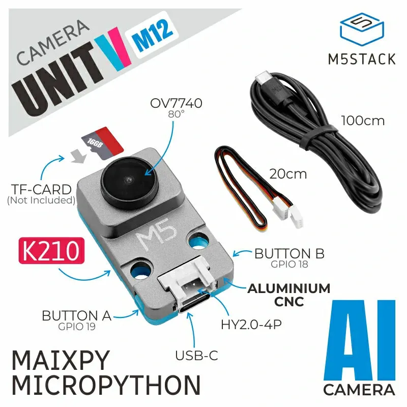 UnitV K210 AI Camera M12 Version (OV7740)