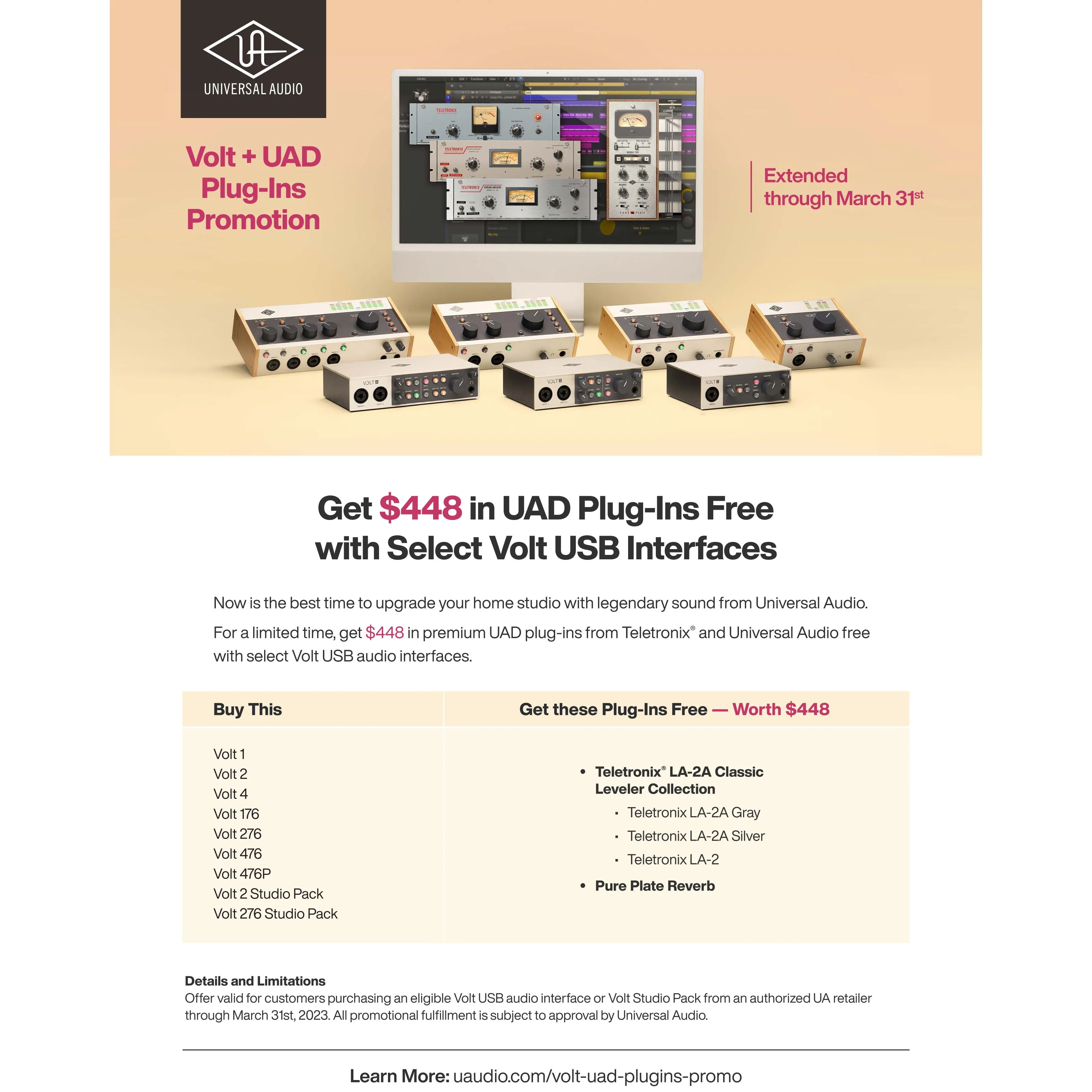 Universal Audio Volt 1  1-in/2-out USB Audio Interface