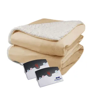 valiant Velour Sherpa Electric Heated Warming Blanket King Gray