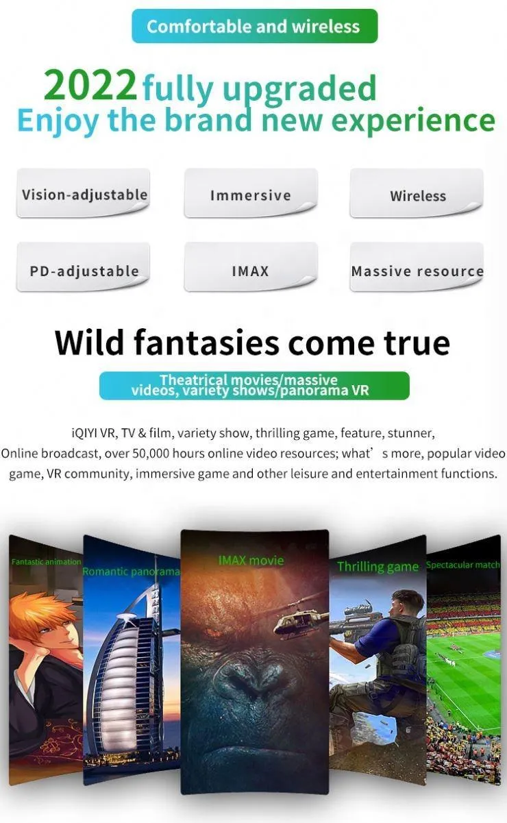 VR park J50 Update J50 120 FOV 3D Glasses Virtual Reality Glasses Headset Stereo for 4.7-6.2' Mobile Phone