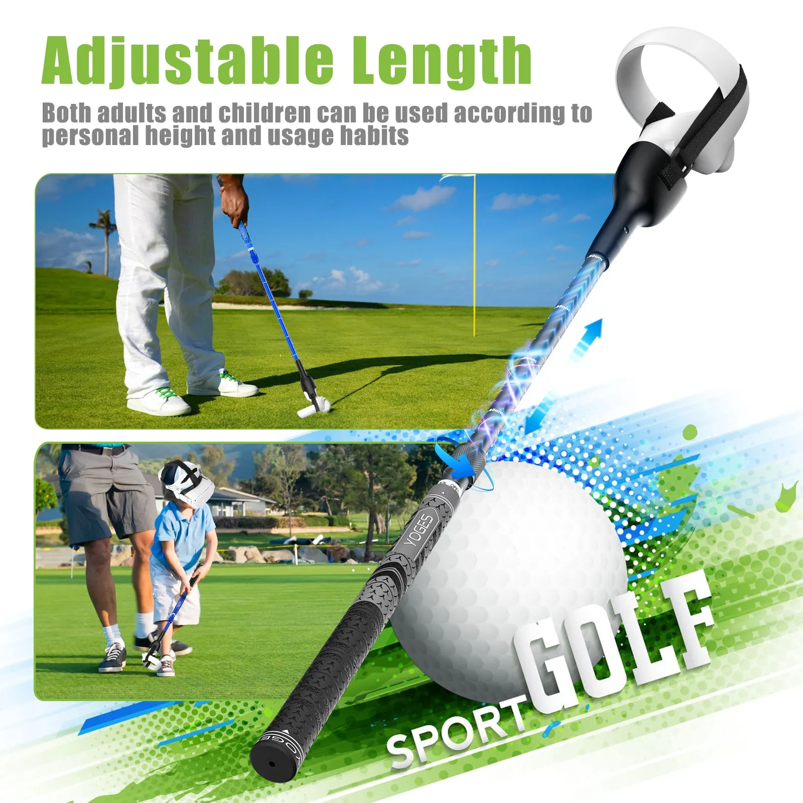 YOGES VR Q6 Golf Handle Compatible with Meta Quest 2 Controller,  Adjustable Length Grip for Golf  , Golf 5 eClub